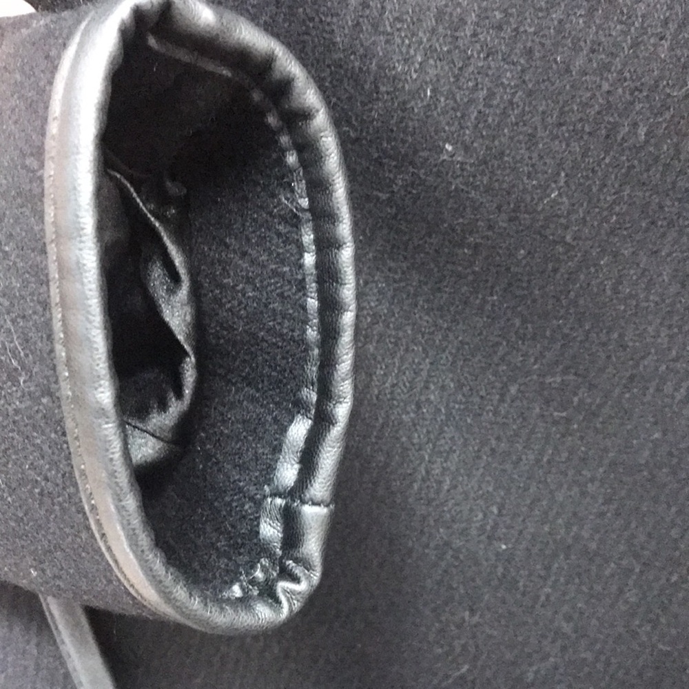 DKNY Petite Faux-Leather-Trim Wrap Coat,black,NWT - Picture 10 of 17